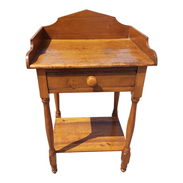 1800s Sheraton Solid Maple One Drawer Washstand or Work Table For Sale