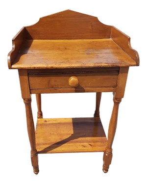 1800s Sheraton Solid Maple One Drawer Washstand or Work Table