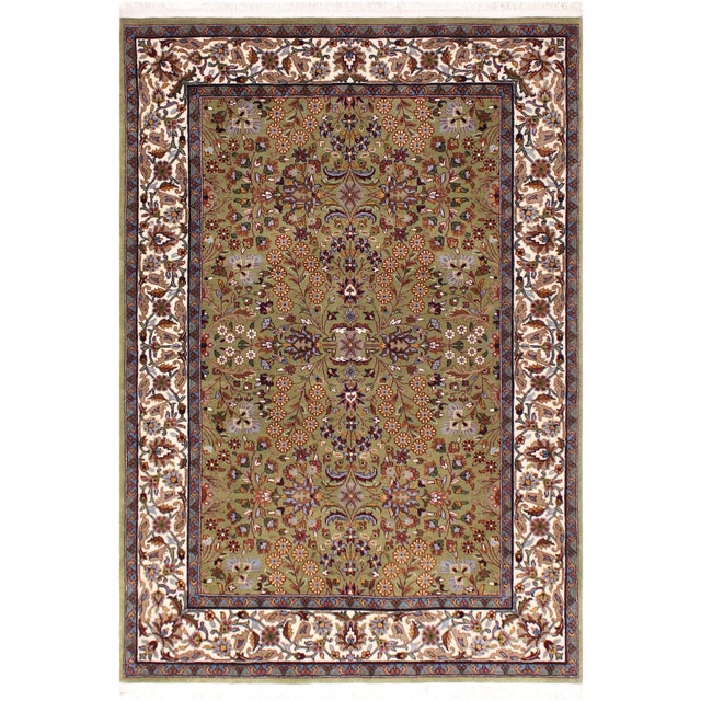 Turkish Antique Hereke Wool & Silk Rug - 4'0''x6'0'' For Sale - Image 9 of 10