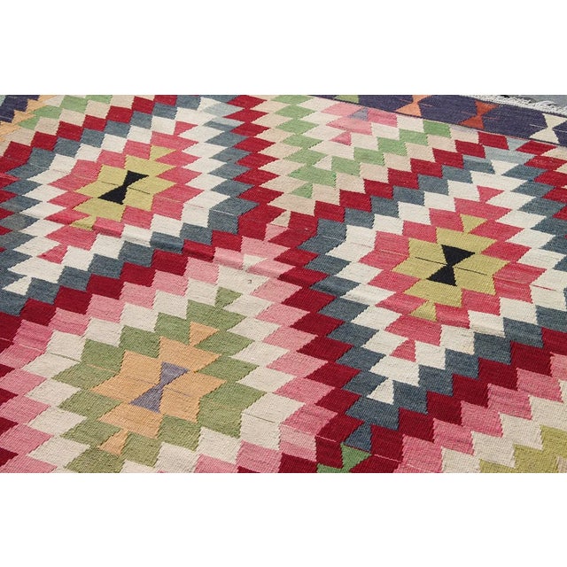 Textile Vintage Turkish Kilim Rug - 118.5"x 67" For Sale - Image 7 of 11