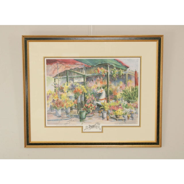 High Quality Vintage Artwork by Sandra Giangiulio (American, 20th C.), "Le Marchand des Fleurs