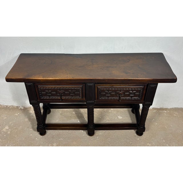 Late 19th Century Spanish Baroque Style Walnut Console Table with Twisted Legs For Sale - Image 6 of 18