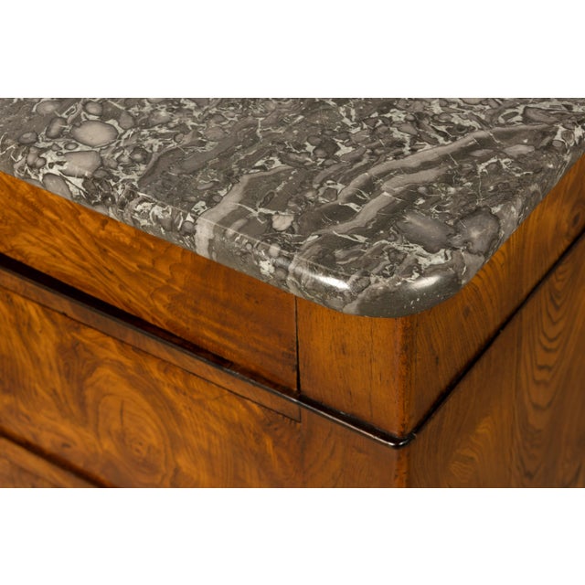 Mid-19th Century French Louis Philippe Walnut Commode With Gray Marble Top For Sale - Image 9 of 17