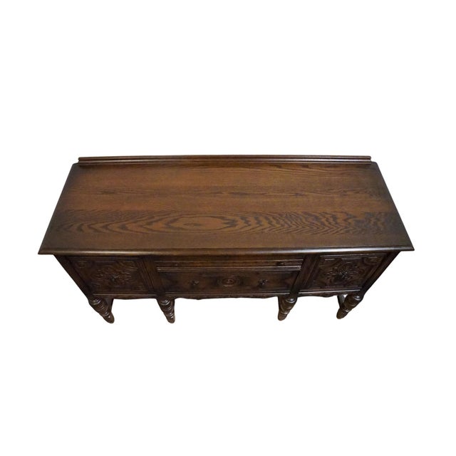 Bernhardt Furniture Solid Walnut Gothic Jacobean Style 60" Sideboard Buffet 225-105 For Sale - Image 9 of 15