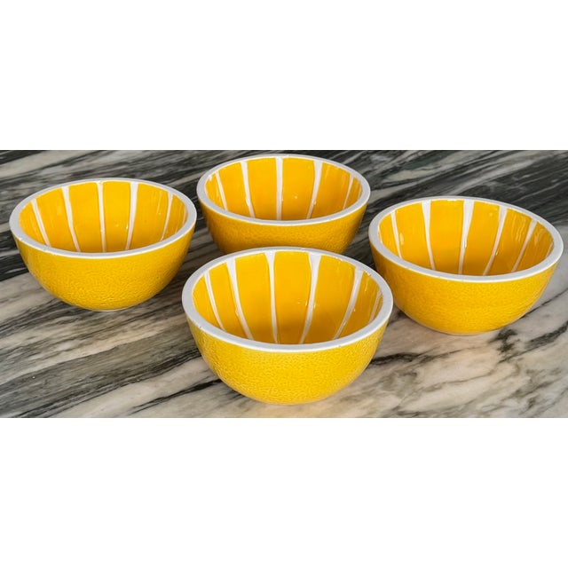 Mediterranean Majolica Style Vintage Lemon Motif Bowls - Set of Four For Sale - Image 3 of 15