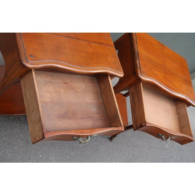 Wood 1960s Pair of French Louis XV Style Rosewood Side Tables Attributed to André Mailfert For Sale - Image 7 of 13