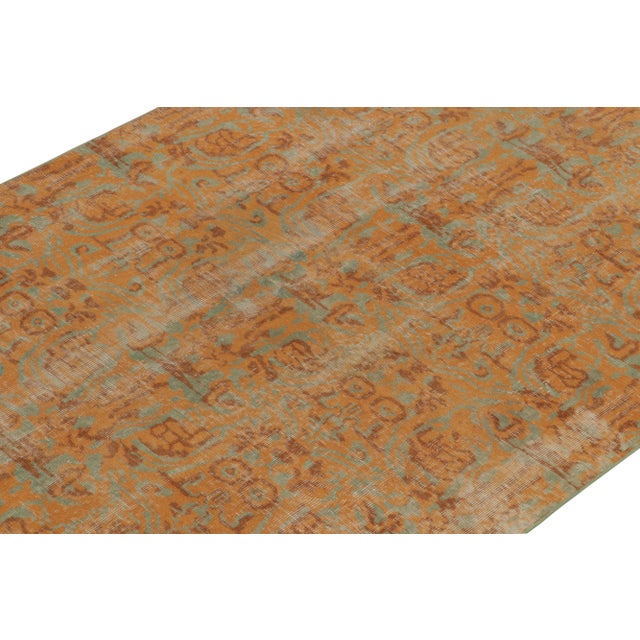 Rug & Kilim 1960s Vintage Distressed Rug in Orange, Brown and Teal Abstract Patterns For Sale - Image 4 of 8