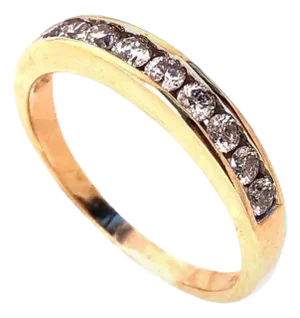 14 Karat Yellow Gold and Diamond Band Wedding Anniversary Ring 0.75tdw, Size 5.25