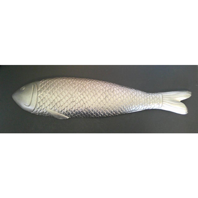 Vintage Style Silver Metal Fish Wall Hanging Sculpture For Sale - Image 11 of 12