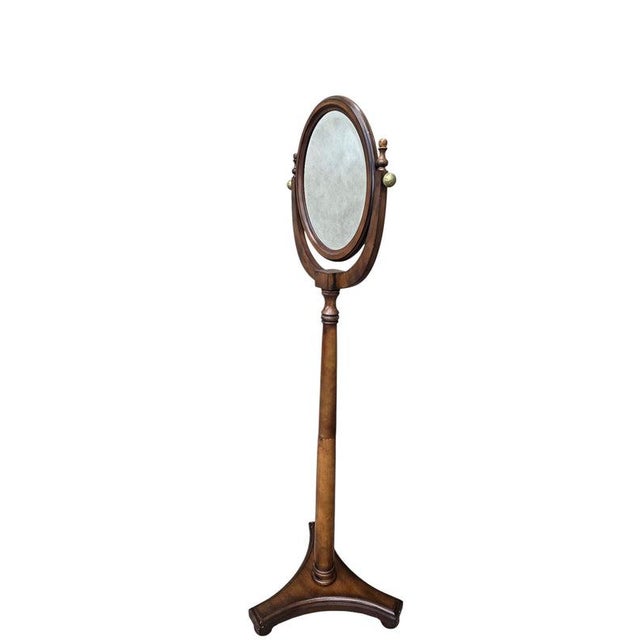 Antique Style Adjustable Pedestal Cheval Shaving Mirror with Beveled Glass Elegant antique-style standing cheval shaving...