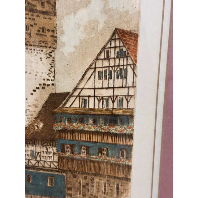Mauve M. Leianne " Weinstadel" Etching, Vintage For Sale - Image 8 of 12