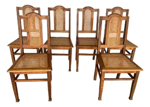 Antique French Colonial Rattan Dining Chairs – Set of 6