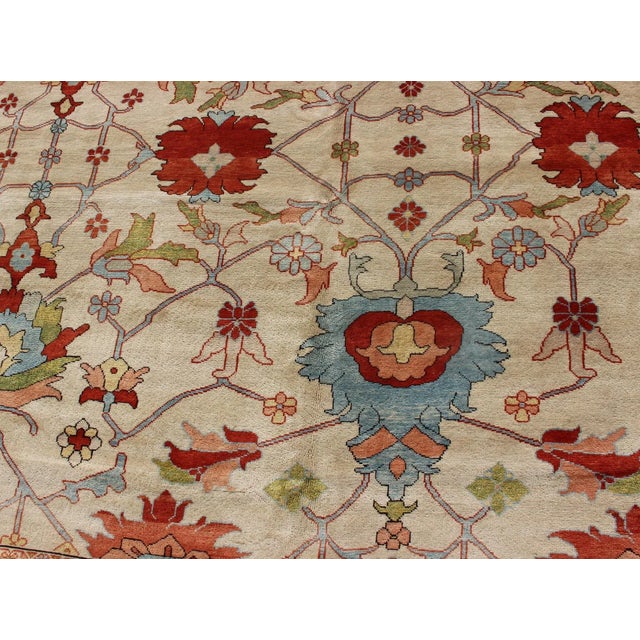 Cream Very Large Vintage Serapi Rug With All-Over Pattern by Keivan Woven Arts 16'8" X 29'0" For Sale - Image 8 of 11