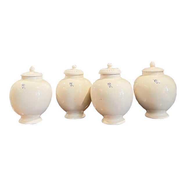 Antique Italian Jars With Lids- Set of 4 For Sale