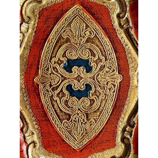 Vintage Orange & Gold Florentine Style Wooden Tray For Sale - Image 4 of 9