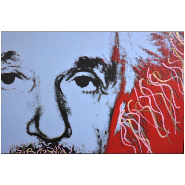 Steve Kaufman Late 20th Century Einstein - State I Pop Art Red Screenprint on Canvas With Hand Embellishment Steve Kaufman For Sale - Image 4 of 7