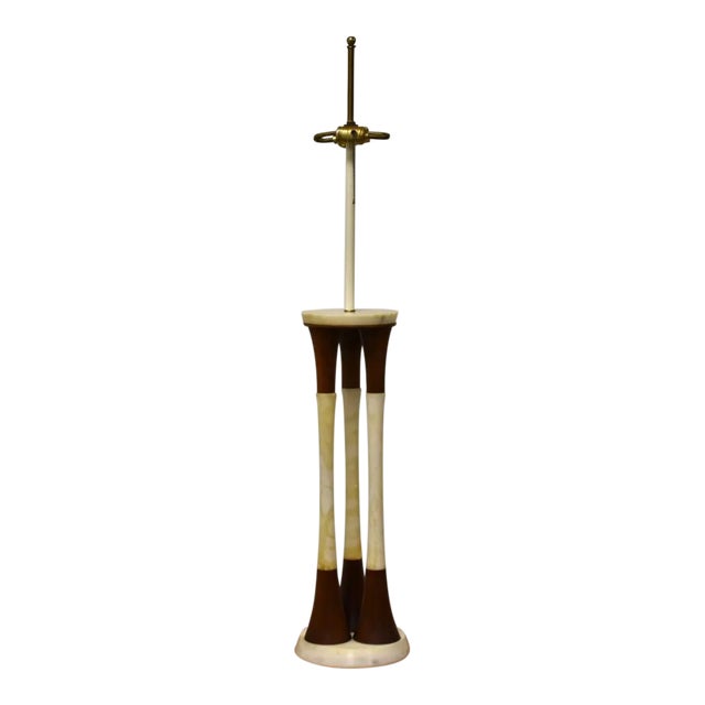 Walnut & Marble Mid-Century Modern Table Lamp For Sale