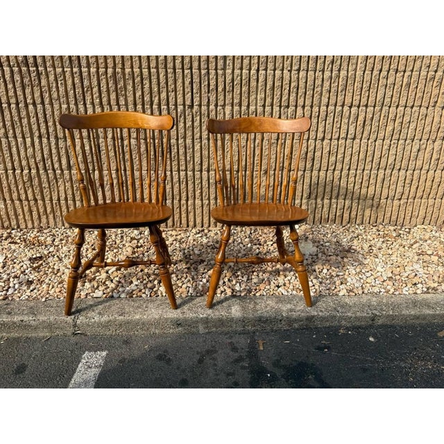 Nichols & Stone Furniture Windsor Style Spindle Back Solid Birch Wood Dining Side Chairs. Expertly crafted of solid birch...