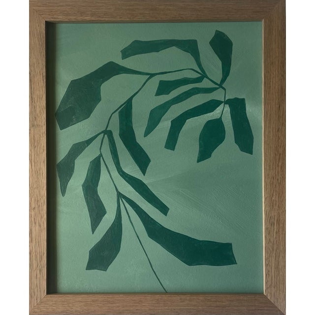 2026 Contemporary Set of Nine Abstract Fern Paintings on Paper Framed in Walnut Frames by Artist r.k. Red For Sale - Image 9 of 11