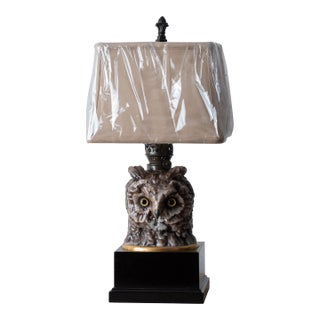 1880s Victorian Porcelain Owl Lamp For Sale