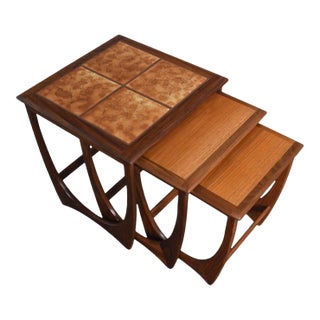 Mid 20th Century Attributed to G Plan Astro Tile Top Nesting Tables in Teak #3 For Sale