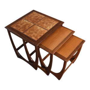 Mid 20th Century Attributed to G Plan Astro Tile Top Nesting Tables in Teak #3