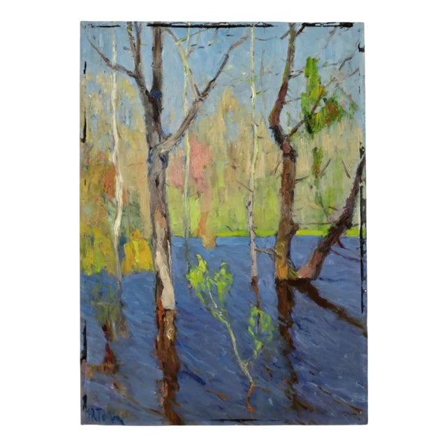 Tolpekin Georgy Vladimirovich, Melt Waters, Oil on Cardboard For Sale