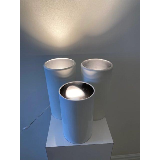 Vintage Canister "Up Light" Metal Lamps - Set of 3 For Sale In Chicago - Image 6 of 7