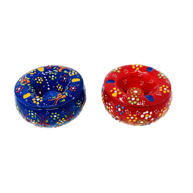 2020s Turkish Handmade Ashtrays With Lids- Set of 2 For Sale - Image 5 of 5