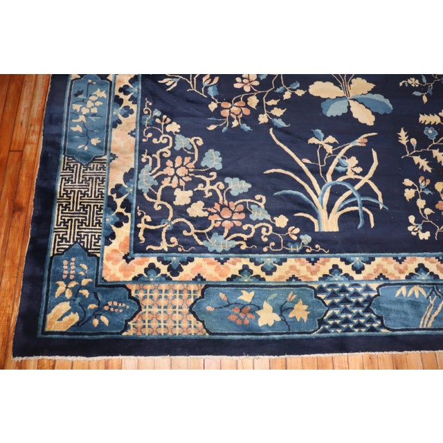Navy Blue Early 20th Century Chinese Rug - 10'3" x 14'3" For Sale - Image 8 of 11