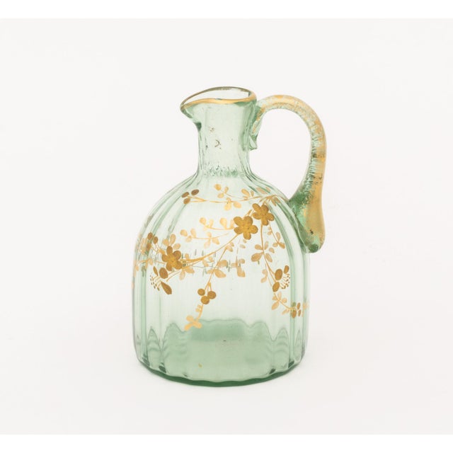 Gilt Painted Green Glass Vessels, 4 For Sale - Image 9 of 13