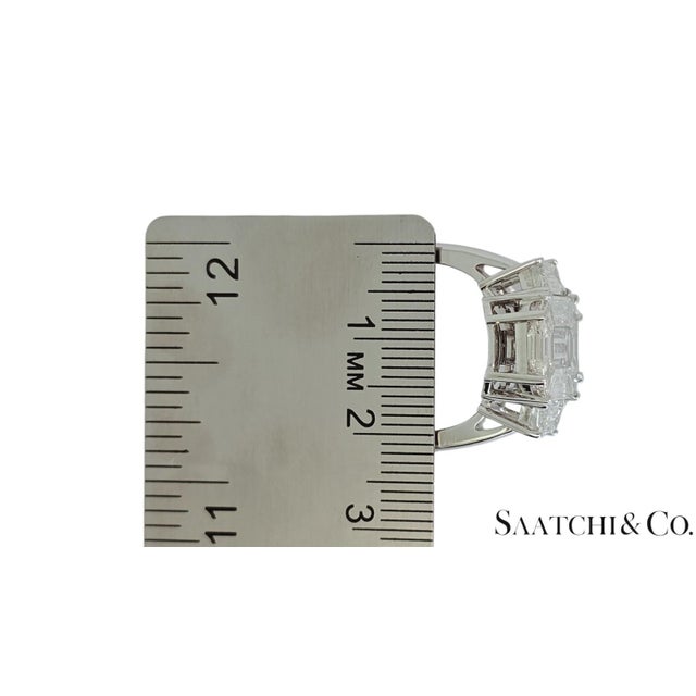 14k White Gold Ring - 6Ct Emerald Illusion, CVD (Lab Created), Size 7, 7.8 Grams For Sale In New York - Image 6 of 10