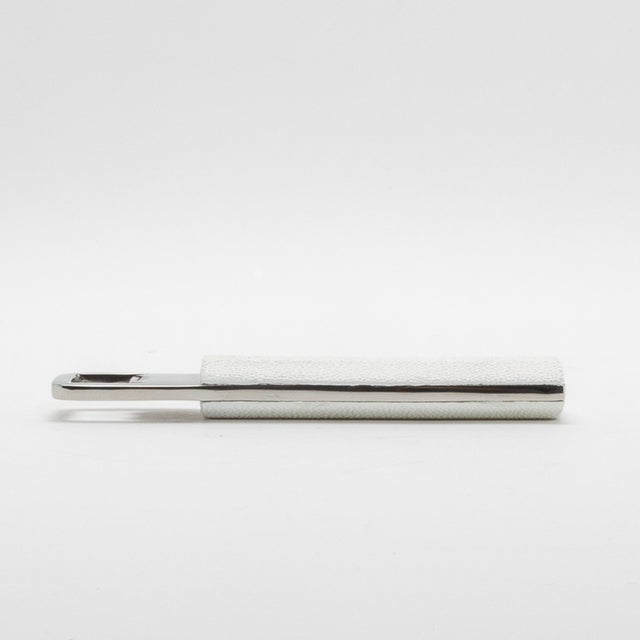 Modern White Shagreen Bottle Opener With Stainless Steel Detail by Kifu Paris For Sale - Image 3 of 5