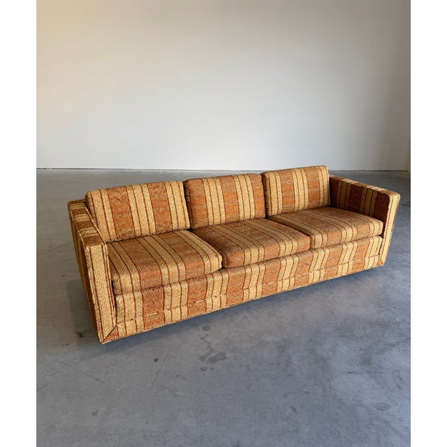 1970s Mid Century Modern Founders Furniture Nubby Striped Sofa For Sale - Image 5 of 11