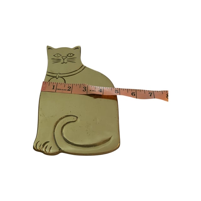 Vintage 1960s Mid Century Rubel and Co Cat Brass Table Trivet Hot Plate For Sale In Baltimore - Image 6 of 7