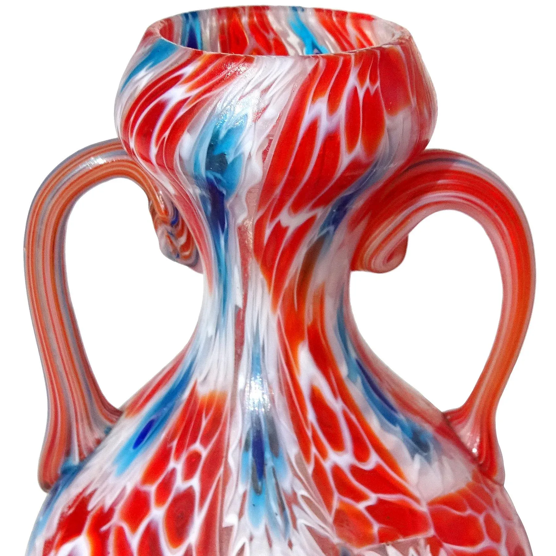 Fratelli Toso Murano Antique Beehive Red White Blue Millefiori