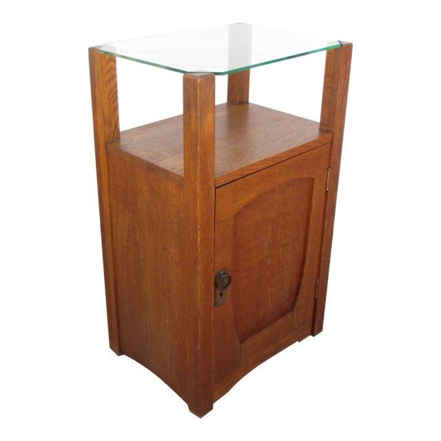 Arts and Crafts Mission Oak Smoker's Table Vice Cabinet by Conrey Davis For Sale