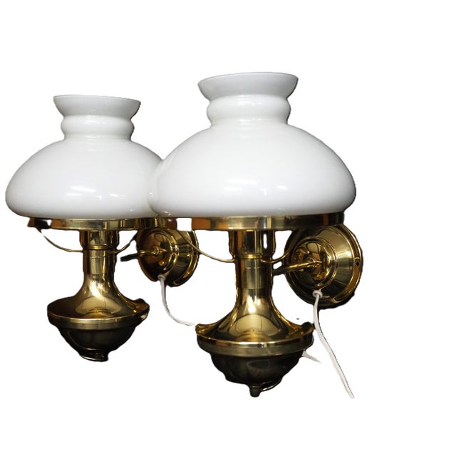 Vintage Swedish Brass and Opal Glass Wall Lamps from Ikea, 1980s, Set of 2 For Sale - Image 14 of 14