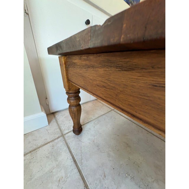 Wood Vintage Solid Wood Xtra Long Coffee Table / Low Bench With Turned Legs in the Manner of Ralph Lauren For Sale - Image 7 of 18