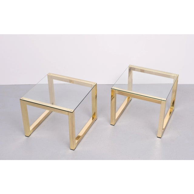 1970s Vintage Brass Square Side Tables from Renato Zevi, 1970s, Set of 2 For Sale - Image 5 of 8