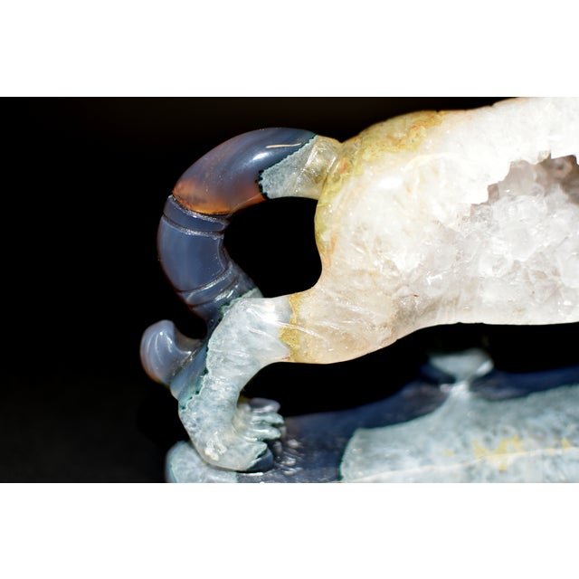 Large Gemstone Tiger Statue Agate With Crystal Geodes For Sale In Los Angeles - Image 6 of 14