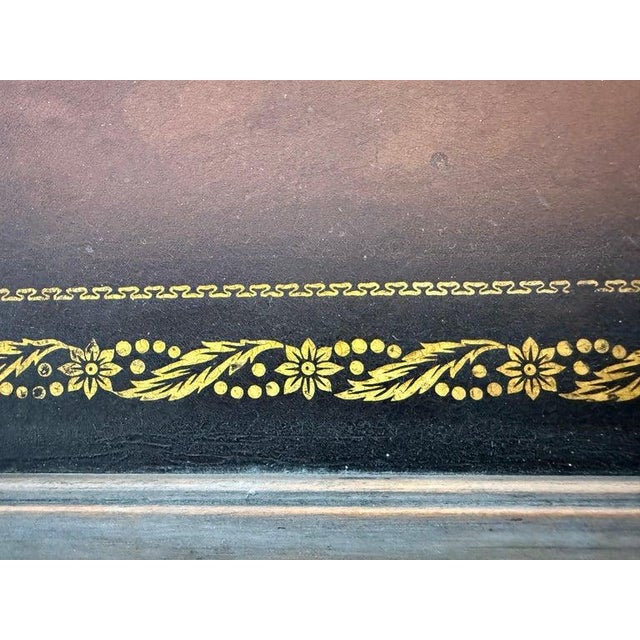 Brown Pair of Distressed English Chippendale End Tables, Leather Tops, 1930s For Sale - Image 8 of 15