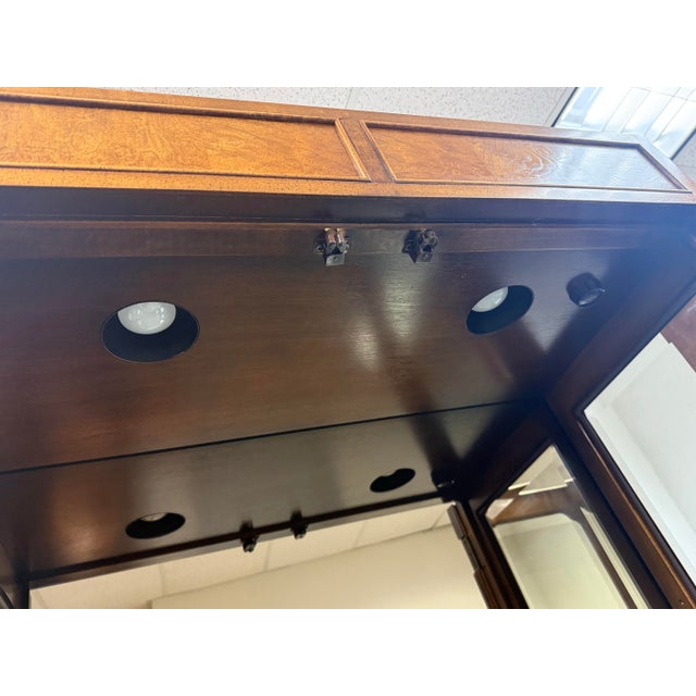 Brown Campaign Style Curio Display Vintage Cabinets, Pair For Sale - Image 8 of 12