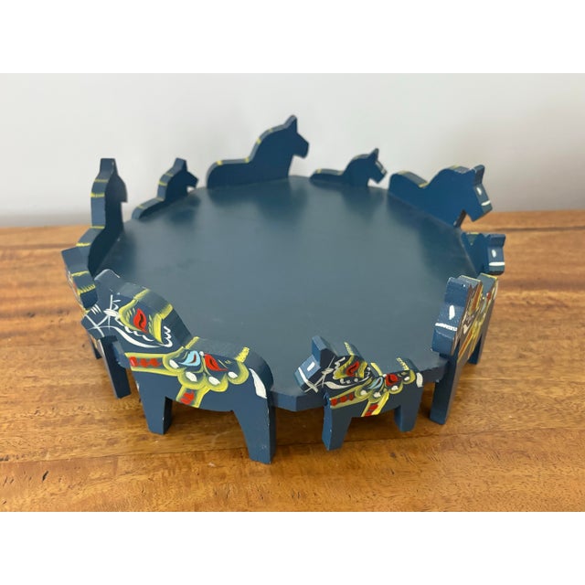 Blue Midcentury Nils Olsson Dala Horse Tray Stand For Sale - Image 8 of 8