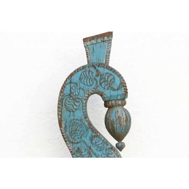 19th Century Blue Peacock Wooden Corbel For Sale In Los Angeles - Image 6 of 11