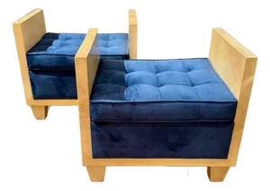 Italian Mid Century Modern Creme Colored Parchment Benches