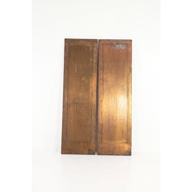 Metal Pair of Brass Architectural Elevator Doors in the Style of Louis Sullivan From a Chicago Building 1930c. For Sale - Image 7 of 14