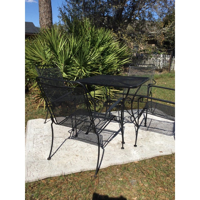 1980s Mid-Century Style Outdoor Square Table & 4 Chairs For Sale - Image 5 of 12