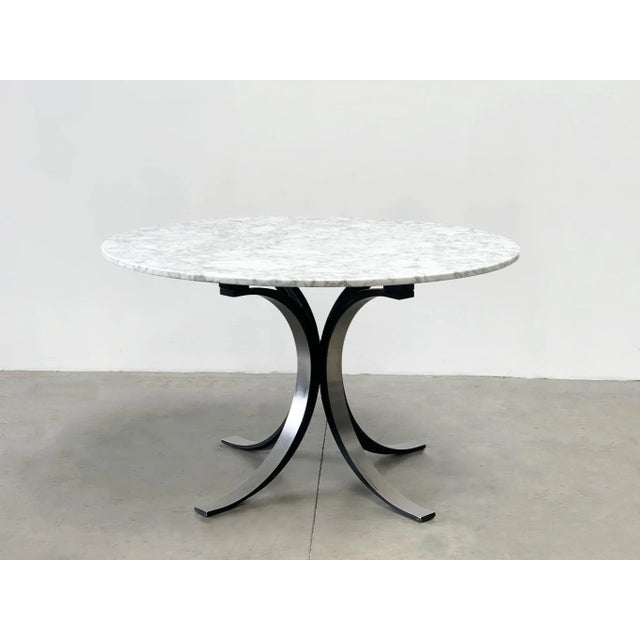 Metal Vintage Round T69 Dining Table in Marble by Osvaldo Borsani for Tecno, 1970s For Sale - Image 7 of 8