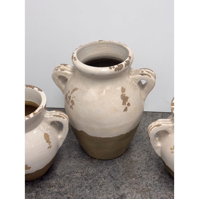 Pottery Barn Tuscan Handcrafted Terracotta Double-Handled Urns, Set of Three For Sale - Image 12 of 12